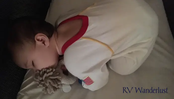 Baby Sleeping in RV Crib