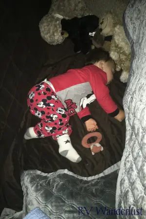 Baby Sleeping on RV Floor