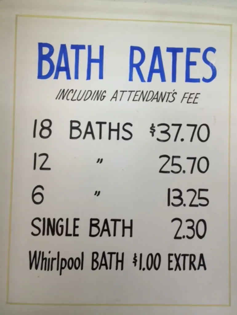 Bath Rates at Lamar Bathhouse in 1965