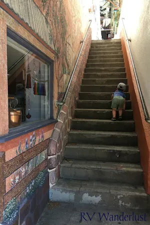 Toddler Climbing Stairs in Bisbee