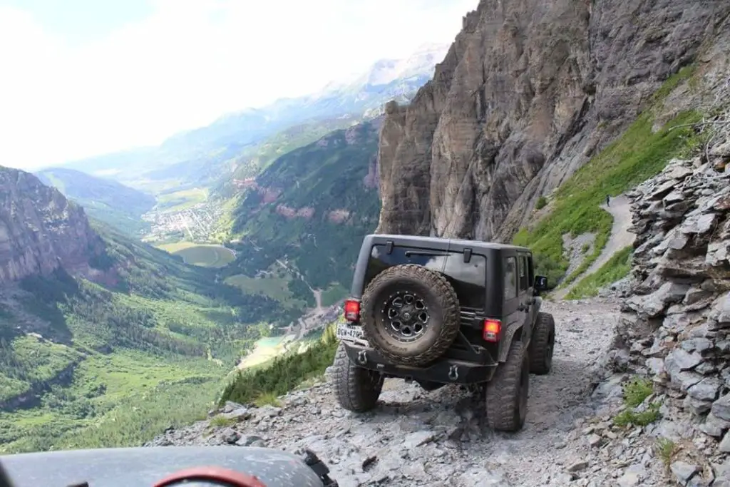 Jeeps on a treacherous pass in Colorado