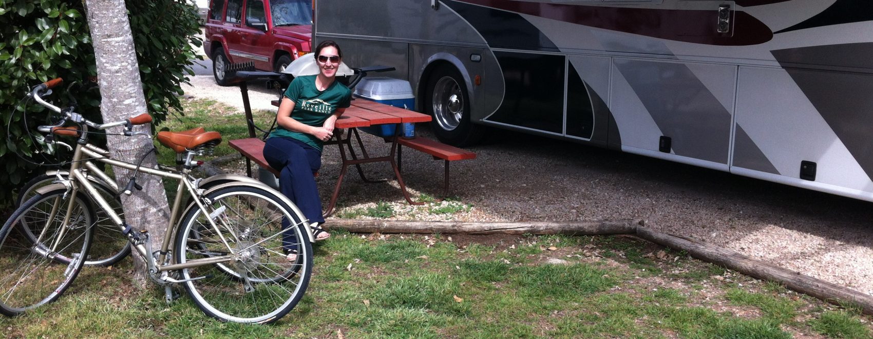 Brittany from RV Wanderlust relaxing at Austin Lone Star Carefree RV