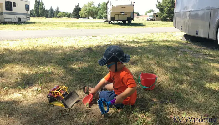 RVing With Kids Playing Outside