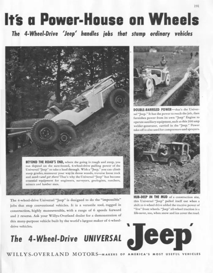 An early ad for the civilian Jeep