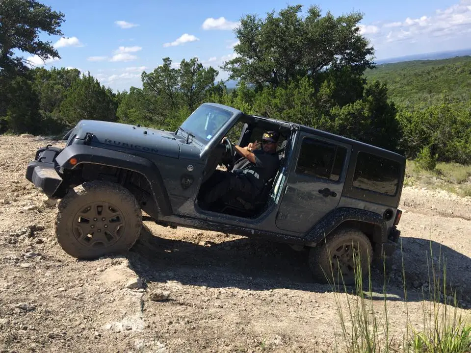 A jeep rubicon wheeling at Hidden Falls