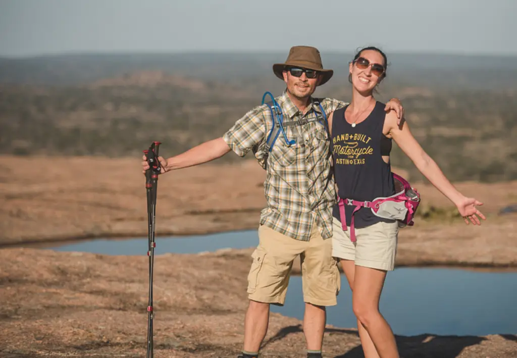 Eric and Brittany of Jeepsies at the summit of Enchanted Rock near Fredericksburg, Texas 