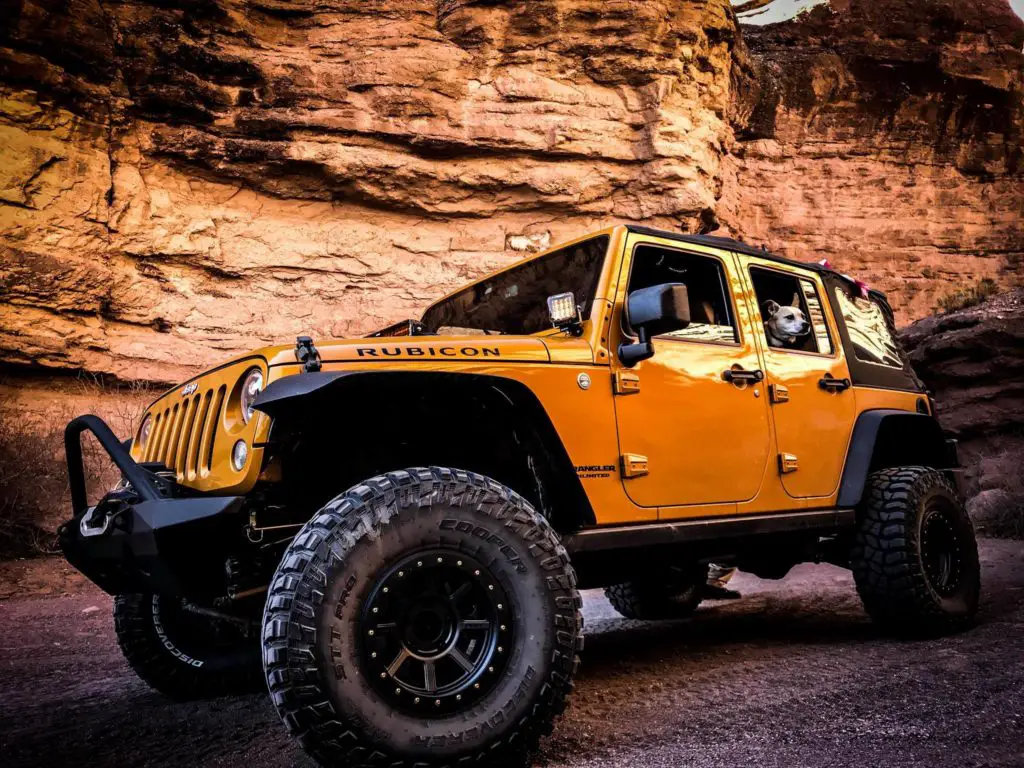 Jeep among the rocks in New Mexico