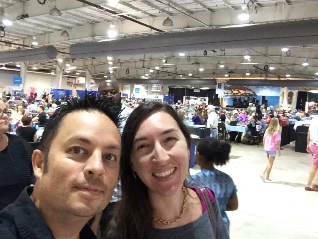 Eric and Brittany of RV Wanderlust at the Greek Festival in Raleigh, NC