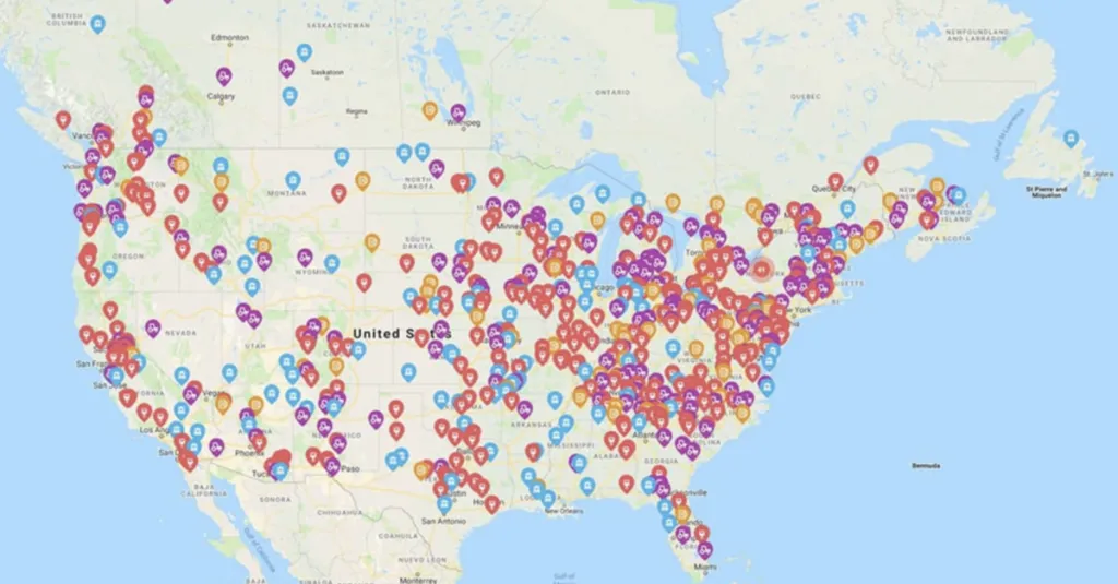 Harvest Hosts Location Map May 2020