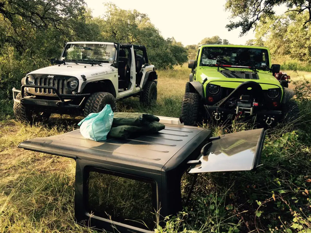 Jeeps at a campsite