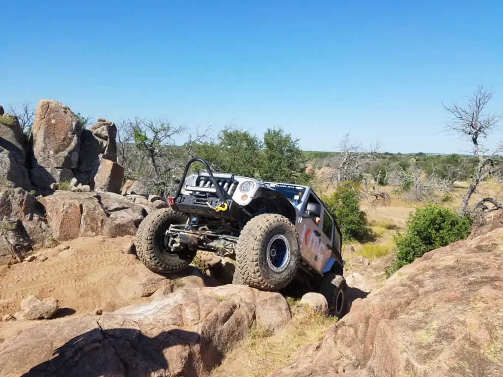 An off road Jeep on rocks at the Jeep Xperience