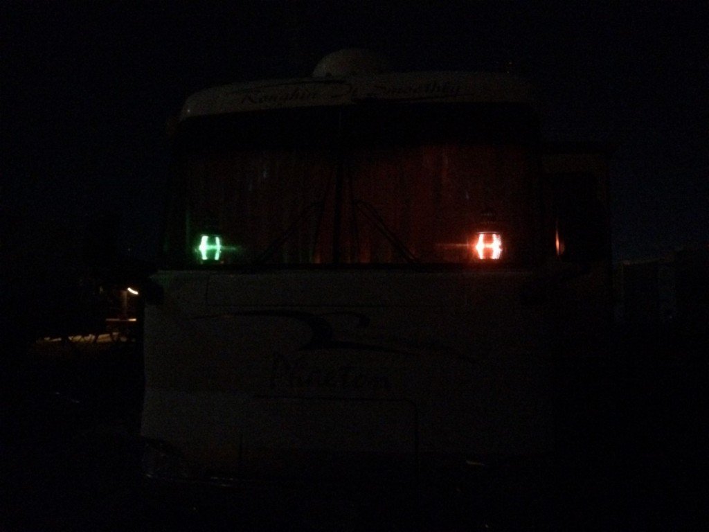 Navigational running lights on an RV