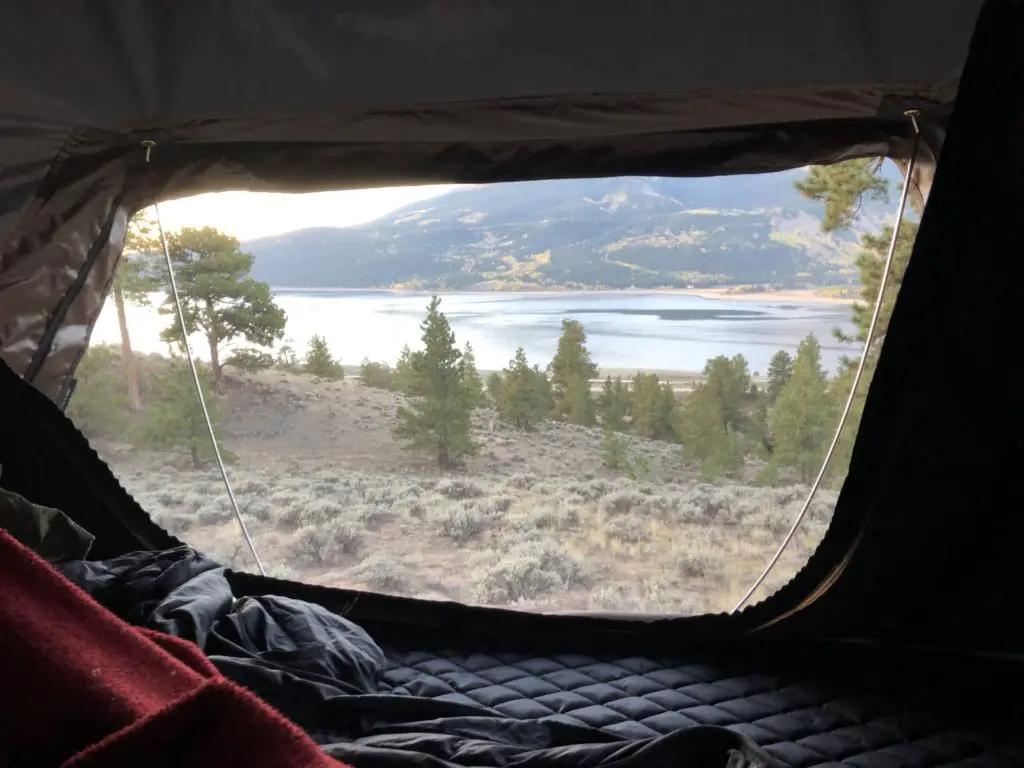 view from inside the overlanding roof top tent