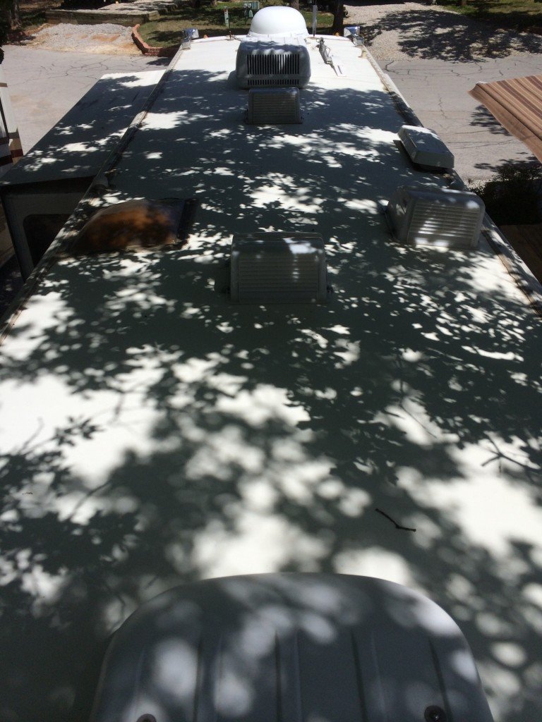 Shade trees are always nice when doing annual RV roof maintenance