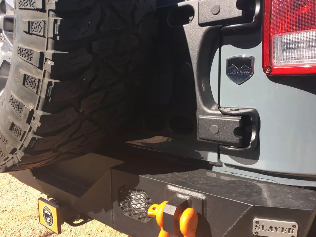 TeraFlex tire carrier on a Jeep Rubicon