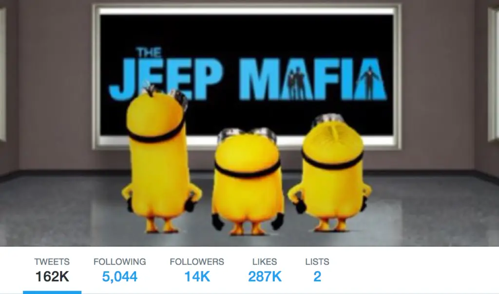 The Twitter cover photo of TheJeepMafia