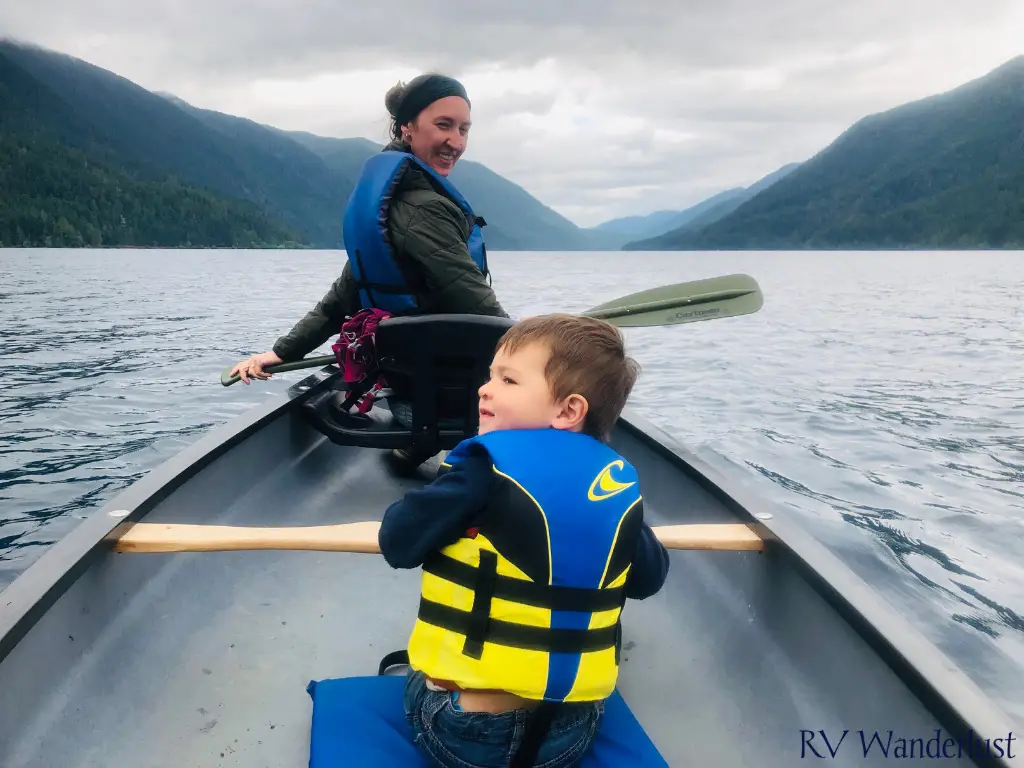 Toddler Canoeing at Olympic National Park