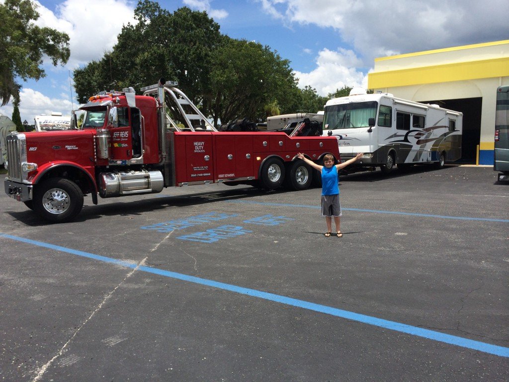 A huge tow truck for an RV