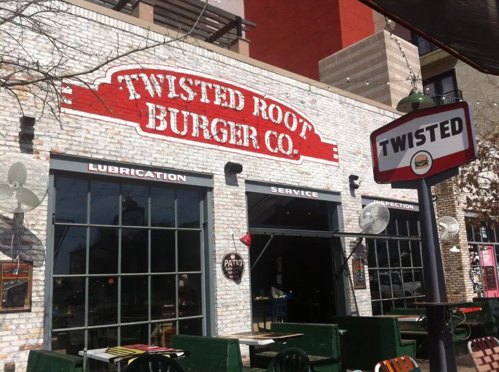 The front of the Twisted Root Burger Co SMU location in Dallas