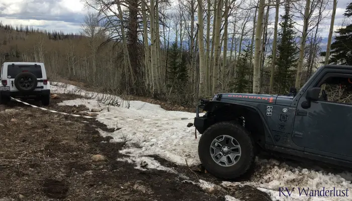 Towing Jeep Out of Snow