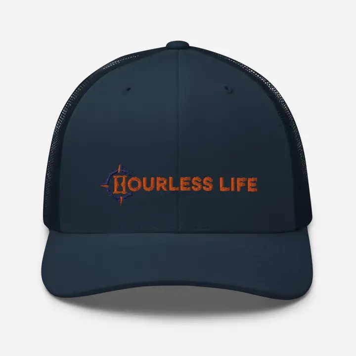 Hourless Life Trucker Hat Front Navy