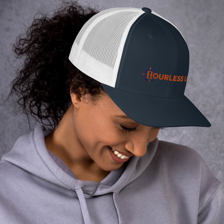 Women's Hourless Life Trucker Hat Right Navy White