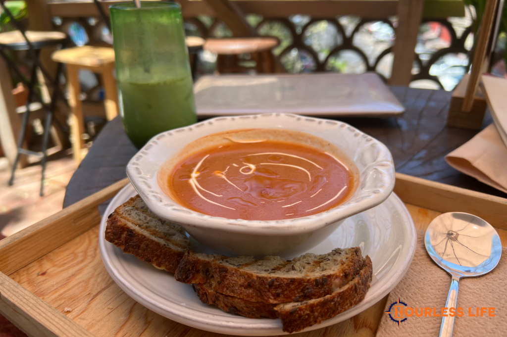 Tomato soup and grilled cheese sandwich at Verbena cafe