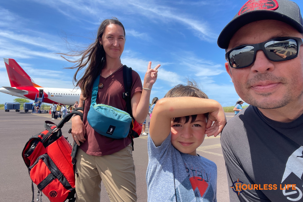 Arriving at San Cristobal airport on Galapagos Islands