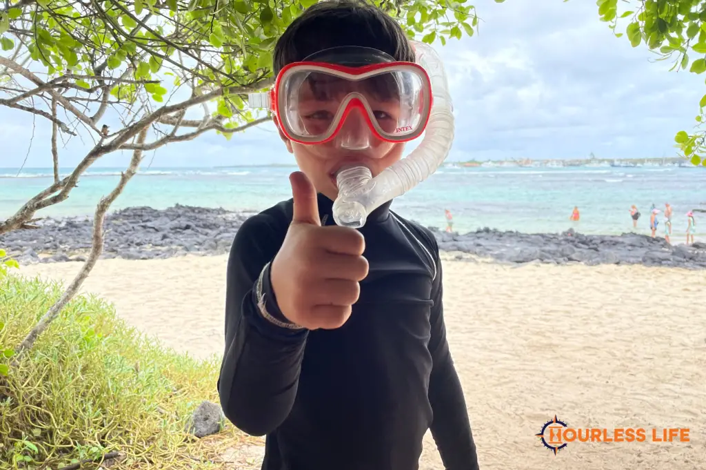 Snorkeling with kids on Galapagos Islands