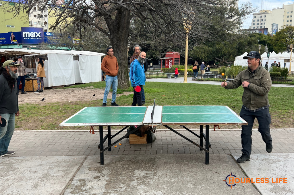 Ping Pong Game in Recoleta, Buenos Aires